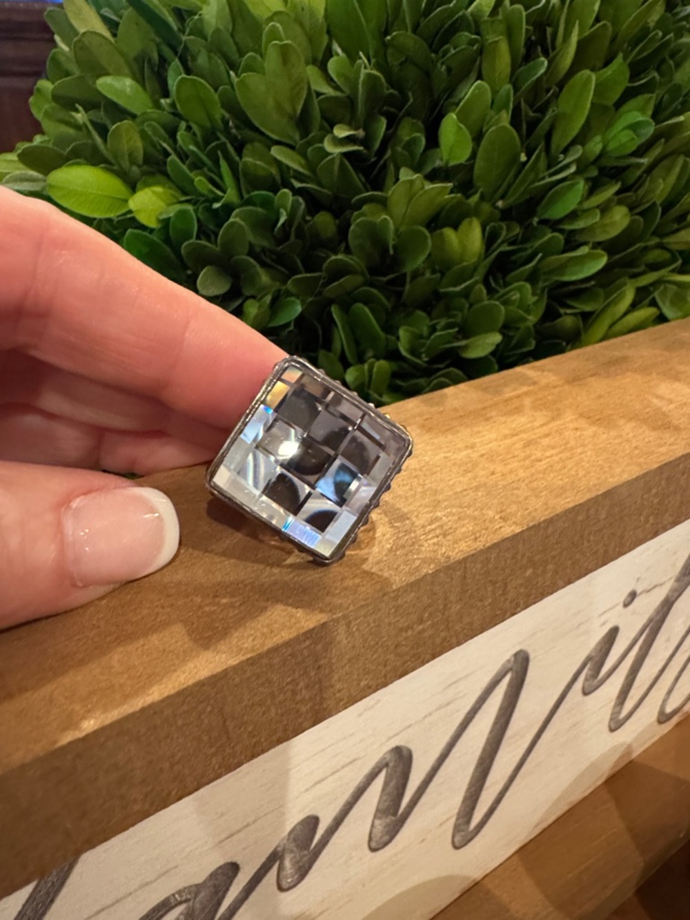 Mars and Valentine Crystal Square Statement Ring in Sterling Silver